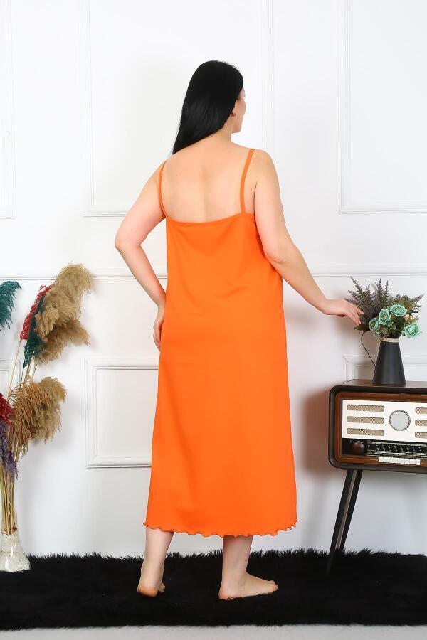 Women's Large Size Rope Strap Cotton Orange Long Nightgown 12100 - 2