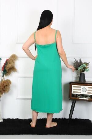 Women's Large Size Rope Strap Cotton Green Long Nightgown 12100 - 3