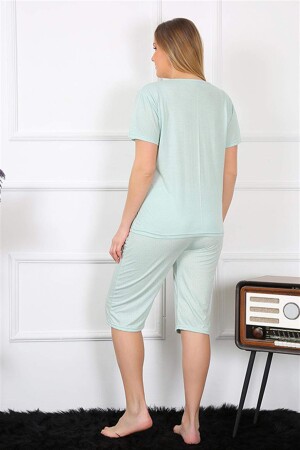 Women's Large Size Viscon Water Green Capri Pajama Set 202193 - 6