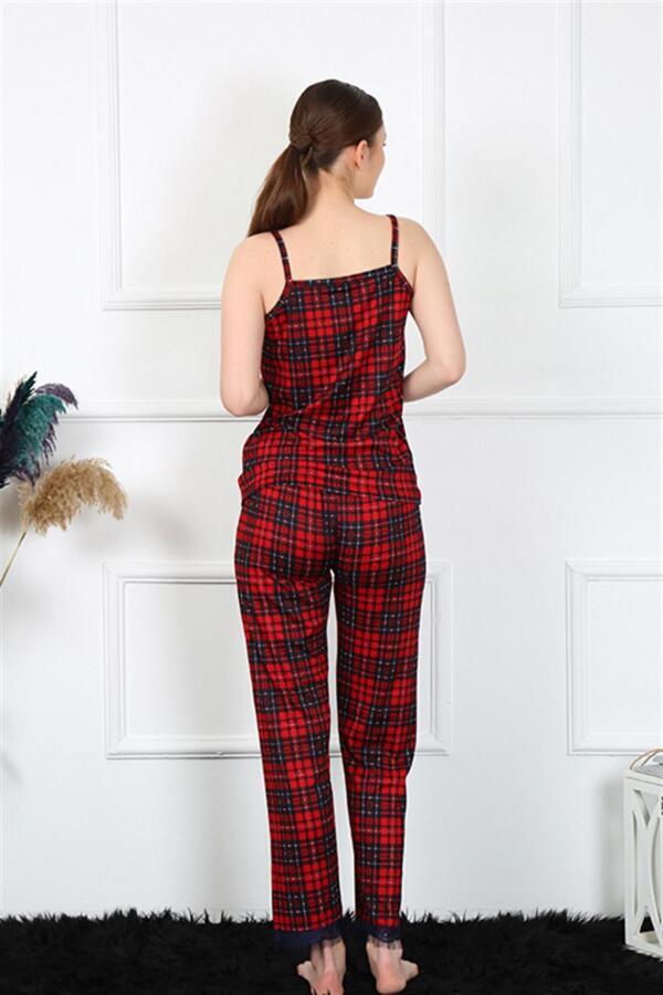 Women's Rope Strap Red Plaid Pajama Set 4135 - 4