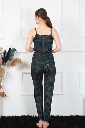 Women's Rope Strap Green Plaid Pajama Set 4135 - 4