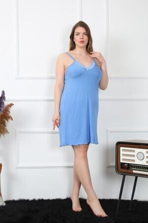 Women's Cotton Blue Rope Strap Plus Size Nightgown 1021 - 5