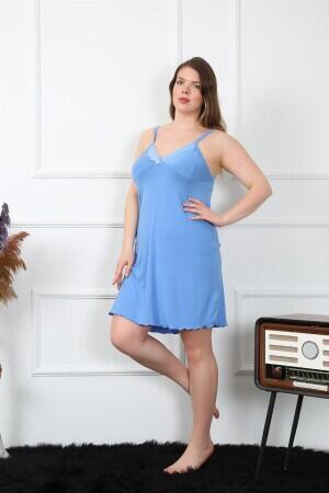 Women's Cotton Blue Rope Strap Plus Size Nightgown 1021 - 6