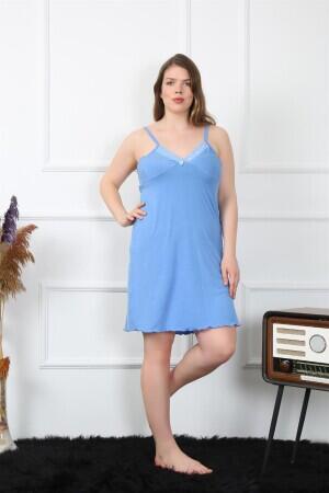 Women's Cotton Blue Rope Strap Plus Size Nightgown 1021 - 7