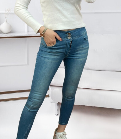 Yüksek Bel Likralı Jean Pantolon 90 Cm - 3