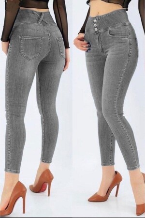 Yüksek Bel Likralı Jean Pantolon 90 Cm - 4