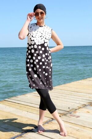 Zero Sleeve Pointed Half Hijab Swimsuit 33012 - 4