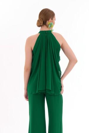 Emerald Chiffon Halter Jumpsuit - 5